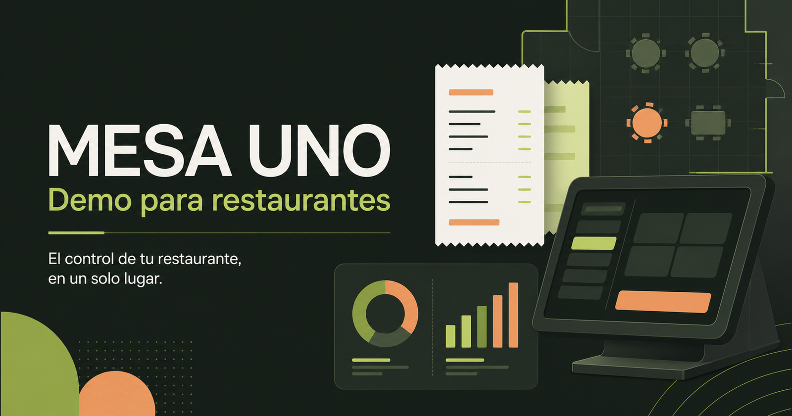 Panel del software Mesa Uno para administración de restaurantes