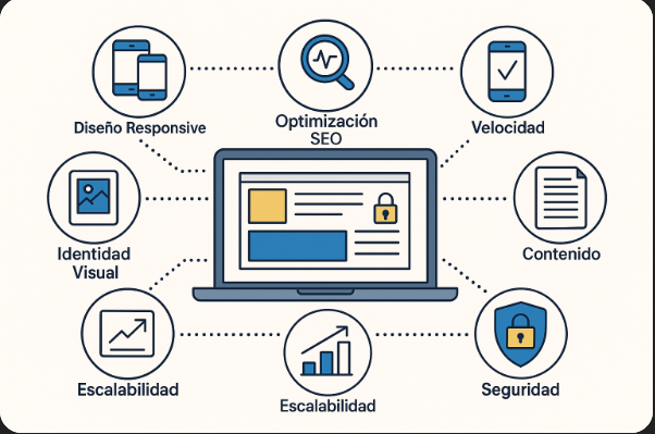 Equipo trabajando en el diseño de un sitio web profesional en 2025